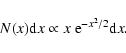 \begin{displaymath}N(x){\rm d}x \propto x \ {\rm e}^{-x^2/2}{\rm d}x .
\end{displaymath}