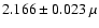 $2.166 \pm 0.023~\mu$