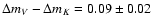 $\Delta m_V- \Delta m_K = 0.09 \pm 0.02$