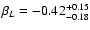 $\beta_{L}=-0.42_{-0.18}^{+0.15}$