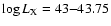 $\log L_{\rm X} = 43{-}43.75$