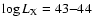 $\log L_{\rm X} = 43{-}44$
