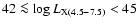 $42 \la \log L_{\rm X(4.5-7.5)}< 45$