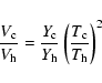 \begin{displaymath}\frac{V_{\rm c}}{V_{\rm h}} = \frac{Y_{\rm c}}{Y_{\rm h}}\left(\frac{T_{\rm c}}{T_{\rm h}}\right)^2
\end{displaymath}