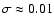$\sigma \approx 0.01$