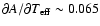 $\partial{A}/\partial{T_{\rm eff}} \sim 0.065$
