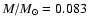 $M/M_{\odot} = 0.083$