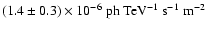 $(1.4\pm0.3)\times 10^{-6}~{\rm ph~TeV^{-1}~s^{-1}~m^{-2}}$