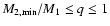 $M_{\rm 2,min}/M_1 \leq q \leq 1$