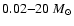$0.02{-}20~{M}_\odot$