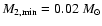 $M_{\rm 2,min}=0.02~{M}_\odot$
