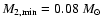 $M_{\rm 2,min}=0.08~{M}_\odot$