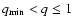 $q_{\rm min}< q \leq 1$