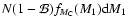 $N (1-\mathcal{B}) f_{M_{\rm C}}(M_1) {\rm d}M_1$