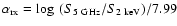 $\alpha_{\rm rx} = \log~(S_{\rm 5~GHz}/S_{\rm 2~keV})/7.99$