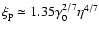 $\xi_{\rm p} \simeq 1.35 \gamma_0^{2/7} \eta^{4/7}$