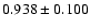 $ 0.938 \pm 0.100 $
