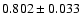 $ 0.802 \pm 0.033 $