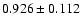 $ 0.926 \pm 0.112 $