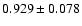 $ 0.929 \pm 0.078 $