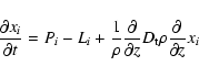 \begin{displaymath}\frac{\partial x_i}{\partial t} = P_i - L_i +\frac{1}{\rho} \...
...ial}{\partial z} D_{\rm t}
\rho\frac{\partial}{\partial z} x_i
\end{displaymath}