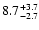 $\rm 8.7^{+3.7}_{-2.7}$
