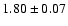 $ 1.80 \pm 0.07 $