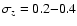 $\sigma_z = 0.2{-}0.4$
