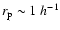 $r_{\rm p}\sim1\;h^{-1}$