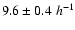 $9.6\pm0.4\;h^{-1}$
