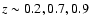 $z\sim 0.2, 0.7, 0.9$