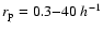$r_{\rm p}=0.3{-}40~h^{-1}$