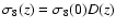 $\sigma_8(z)=\sigma_8(0)D(z)$