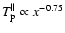 $T_{\rm p}^\parallel \propto x^{-0.75}$