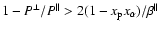 $1 - P^\perp/P^\parallel > 2 (1-x_{\rm p} x_\alpha)/\beta^\parallel$
