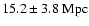 $15.2\pm3.8~{\rm Mpc}$