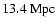$13.4~{\rm Mpc}$