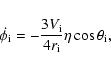\begin{displaymath}\dot{\phi_{\rm i}} = -\frac{3V_{\rm i}}{4r_{\rm i}}\eta \cos \theta_{\rm i},
\end{displaymath}