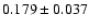 $ 0.179 \pm 0.037 $