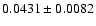 $ 0.0431 \pm 0.0082 $