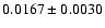 $ 0.0167 \pm 0.0030 $