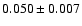 $ 0.050 \pm 0.007 $