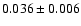 $ 0.036 \pm 0.006 $