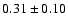 $
0.31 \pm 0.10 $