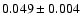 $ 0.049 \pm 0.004 $