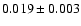 $ 0.019 \pm 0.003 $