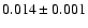 $ 0.014 \pm 0.001 $