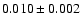 $ 0.010 \pm 0.002
$