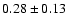 $
0.28 \pm 0.13 $