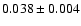 $ 0.038 \pm 0.004 $